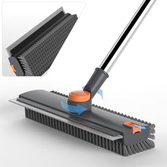 Gray Color 3-in-1 Floor Scrub Brush with Long Handle and Squeegee