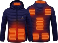 1 Color Heated Hooded Jacket with Carbon Fiber Heating Zones