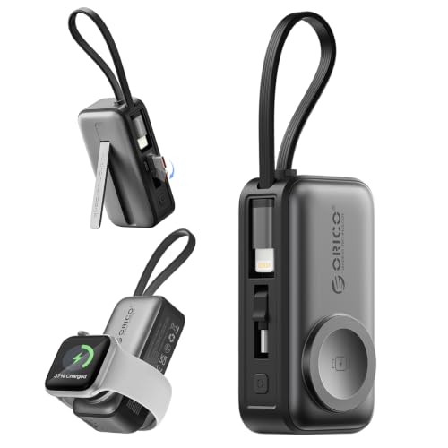 Black Color 4-in-1 5000mAh Portable Charger for iPhone & Apple Watch