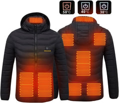 Heated Hooded Jacket with Carbon Fiber Heating Zones
