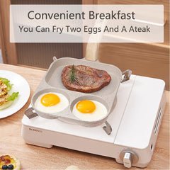 3-Section Nonstick Egg Frying Pan for Multi-Meal Cooking
