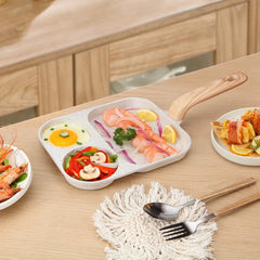 3-Section Nonstick Egg Frying Pan for Multi-Meal Cooking