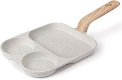 3-Section Nonstick Egg Frying Pan for Multi-Meal Cooking