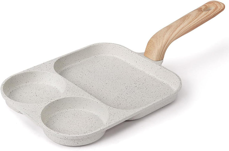 3-Section Nonstick Egg Frying Pan for Multi-Meal Cooking