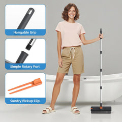 3-in-1 Floor Scrub Brush with Long Handle and Squeegee