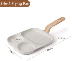 3-Section Nonstick Egg Frying Pan for Multi-Meal Cooking