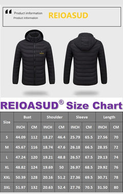 Heated Hooded Jacket with Carbon Fiber Heating Zones