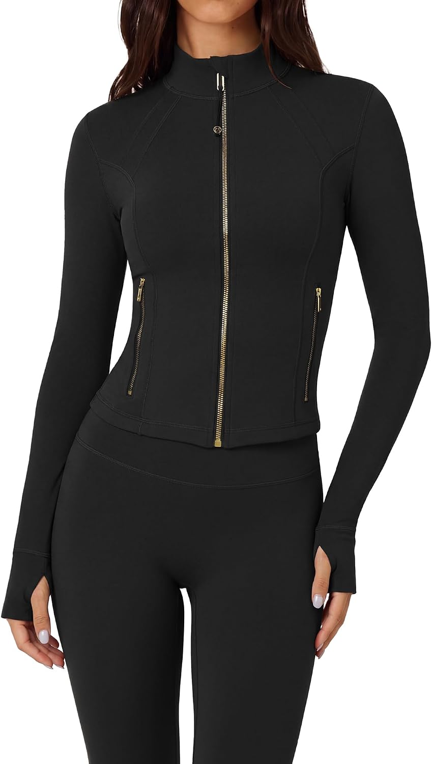 Women’s 2 Piece Workout Set – Zip Jacket & High Waist Leggings