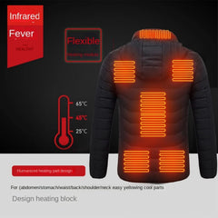 Heated Hooded Jacket with Carbon Fiber Heating Zones