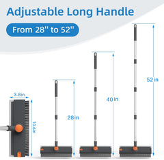 3-in-1 Floor Scrub Brush with Long Handle and Squeegee
