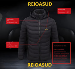 Heated Hooded Jacket with Carbon Fiber Heating Zones