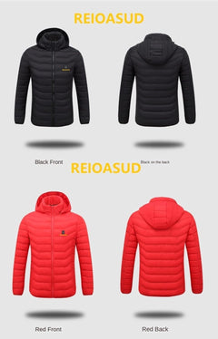 Heated Hooded Jacket with Carbon Fiber Heating Zones