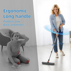 3-in-1 Floor Scrub Brush with Long Handle and Squeegee