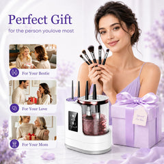 Electric Makeup Brush Cleaner With Sonic Wash & Dry