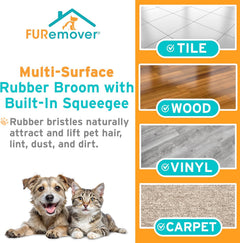 Rubber Pet Hair Removal Broom with Telescopic Handle